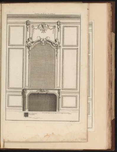 Design for a fireplace and wainscoting