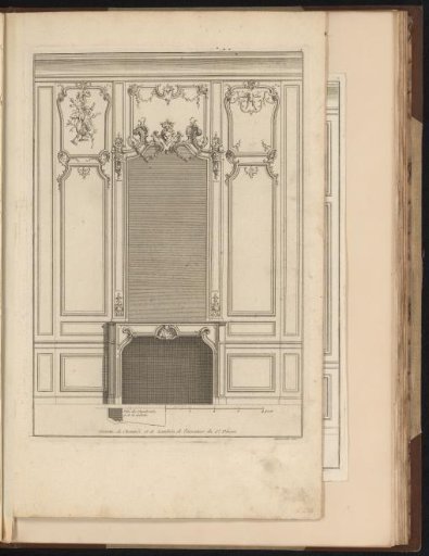 Design for a fireplace and wainscoting