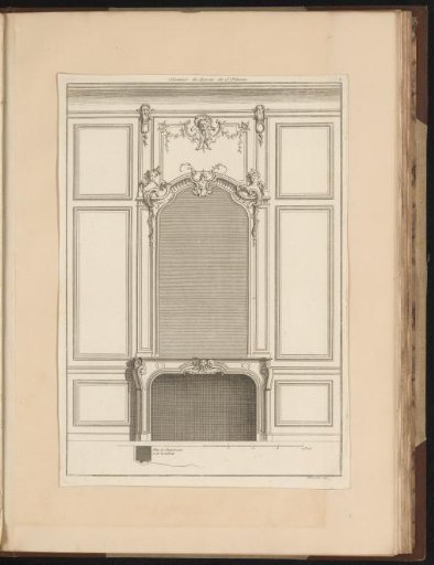 Design for a fireplace and wainscoting