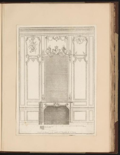 Design for a fireplace and wainscoting