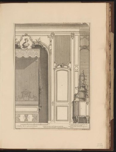 Design for an interior of a bedroom with wardrobe and bed