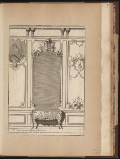 Design for a tall wall mirror with a wardrobe in front of it