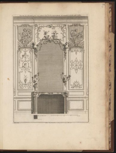 Title print for a series of designs for a fireplace and wainscoting