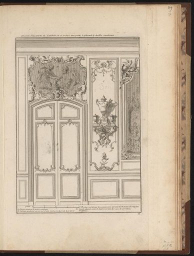 Design for an interior with a double door and painting