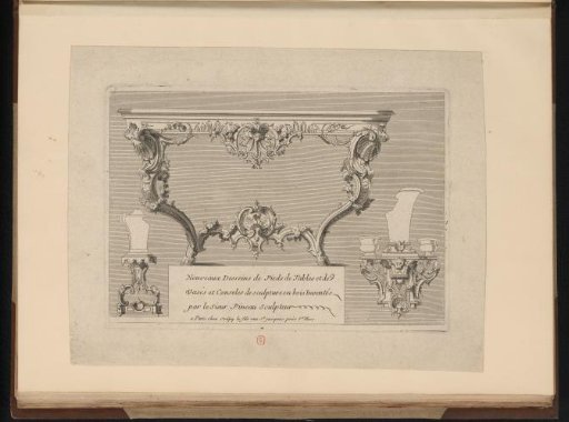 Title print for a series of designs for table legs and consoles