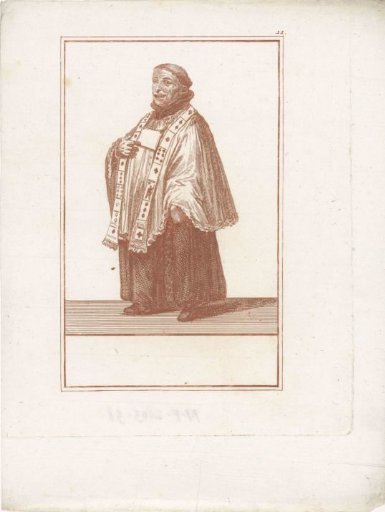 Priest with a stole made of cards