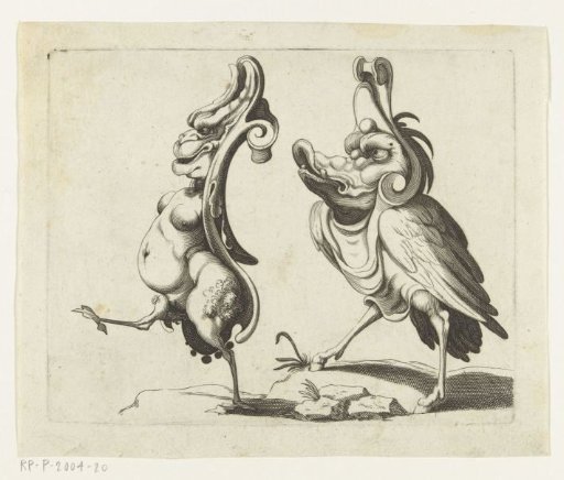 Two Grotesques Walking to the Left