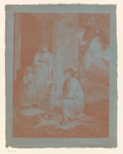 Caviar seller with woman with two children