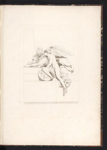 Seated genius with a lion