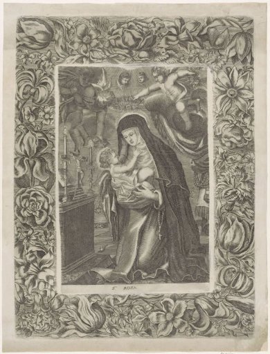 Saint Rose in a Frame of Flowers