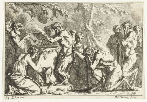 Satyrs at an altar of sacrifice
