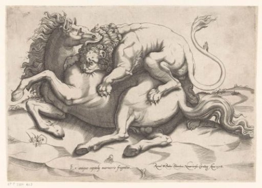 Horse Attacked by a Lion