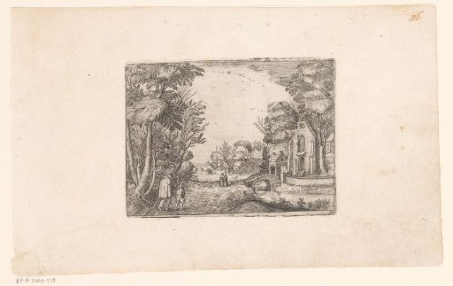 Village view with a forest path on the left