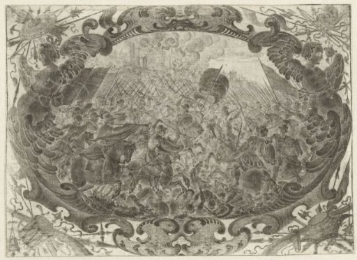Cartouche with a battle