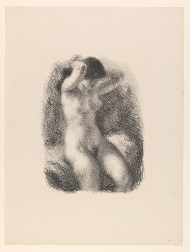 Naked woman putting up her hair