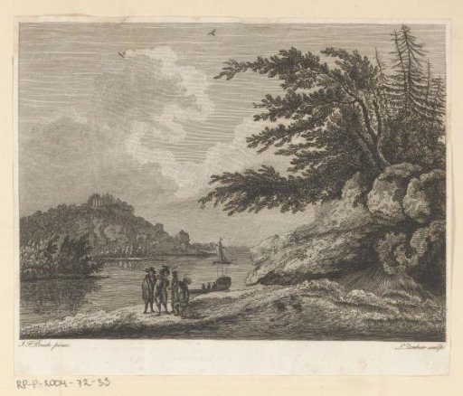 Landscape with figures on a shore