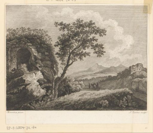 Riders in a landscape with ruins