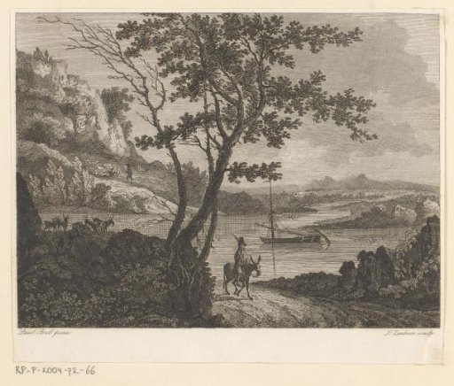River landscape with a moored boat