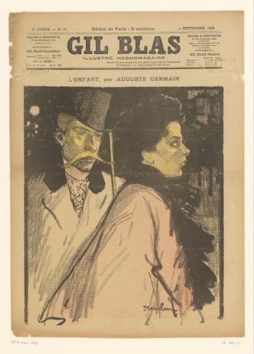 Man with a large moustache watching a woman