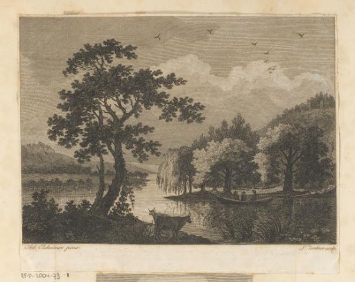 Landscape with trees on the bank of a river