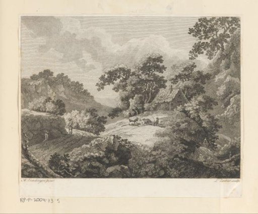 Hilly landscape with cattle and figures