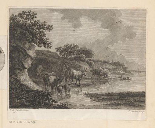 River landscape with shepherds