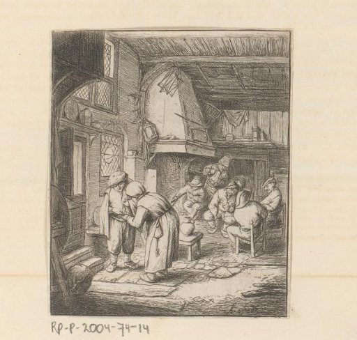 Man paying a woman in an inn