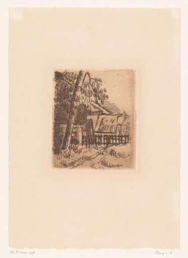 Houses along a path by a tree and a fence