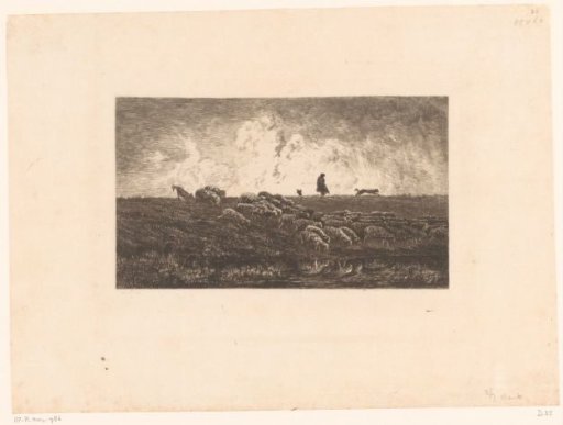 Landscape with Shepherd and Sheep During a Rainstorm