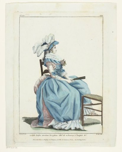 Galerie des Modes et Costumes Français 1787, TTT.388: The beautiful Sophie waiting...