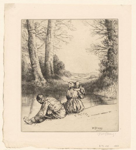 Peasant family at the edge of a river