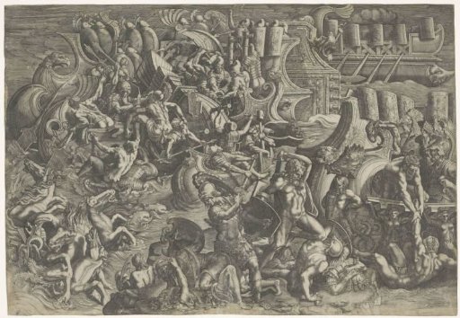 Naval battle between the Trojans and the Greeks