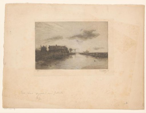 Landscape with Farm, Canal, and Bridge