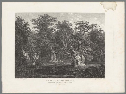 Landscape with nymphs picking apples