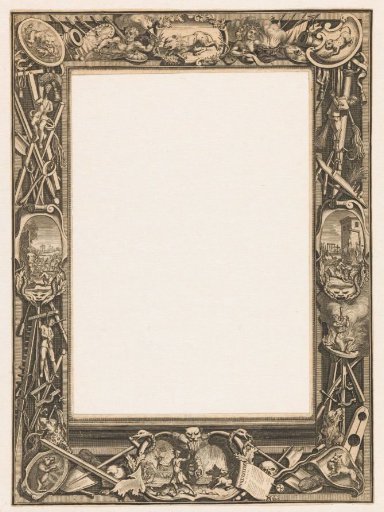 Ornamentrand met voorstellingen Inquisitie