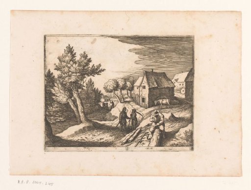 Village scene with a scythe sharpener