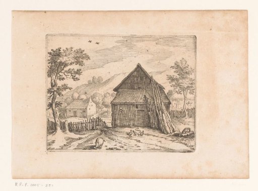 Farmhouse in hilly landscape