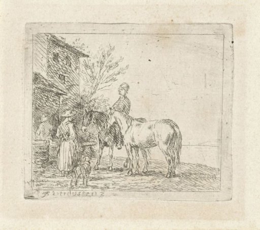 Stable for a House, with Figures and a Dog
