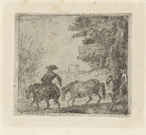 Riders with Horses at a Ford