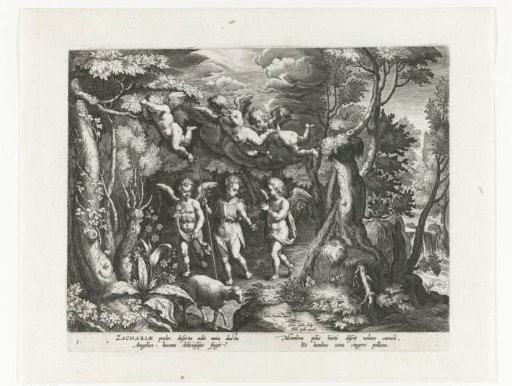 John the Baptist is accompanied by angels as he enters the wilderness