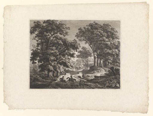 Landscape with riders at a bridge