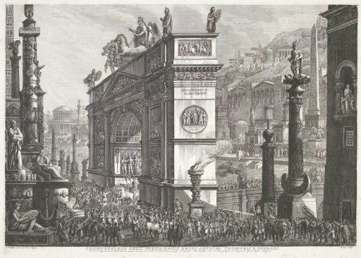Title Print with Triumphal Arch and Triumphal Procession in Rome