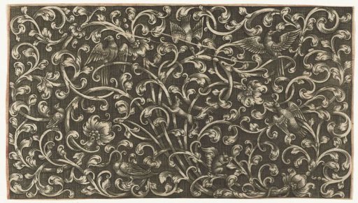 Vine and leaf motifs with animals
