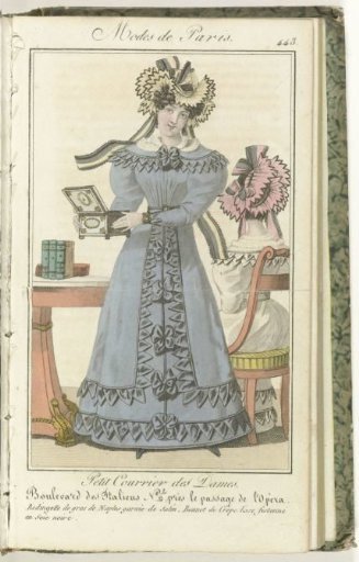 Petit Courrier des Dames, 20 January 1827, No. 443: Gros de Naples riding coat...