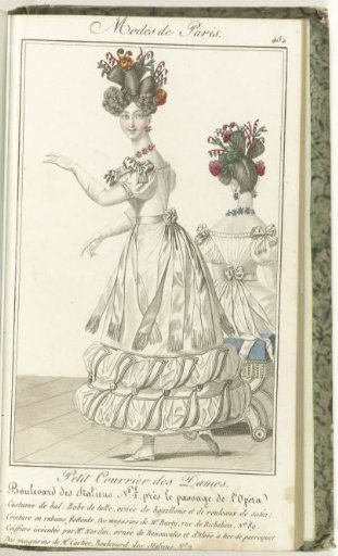 Petit Courrier des Dames, 5 March 1827, No. 454: Costume for a ball...