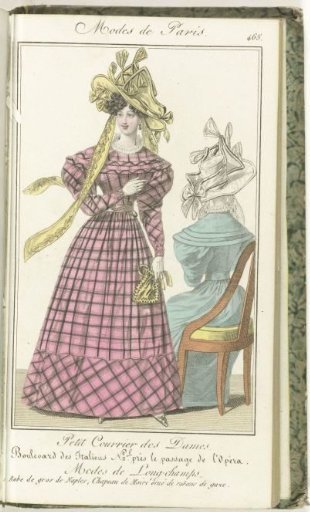 Petit Courrier des Dames, 1827, No. 465: Gros de Naples dress...