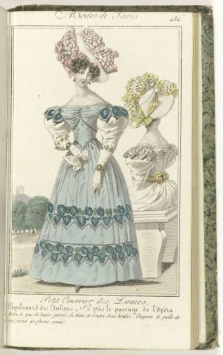 Petit Courrier des Dames, 15 July 1827, No. 484: Dress of Gros de Naples...