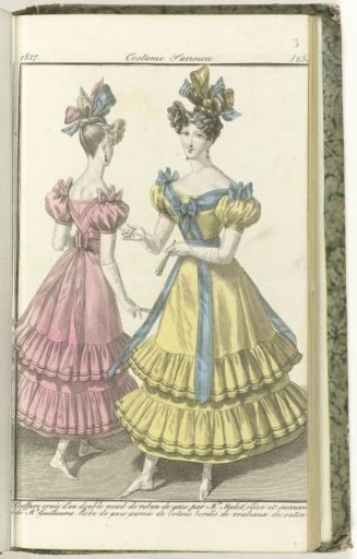 Journal des Dames et des Modes, Parisian Costume, 15 September 1827, (2534): Hairstyle Ornamented with a Double Bow...