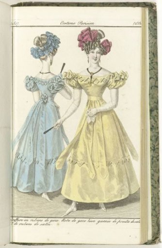Journal des Dames et des Modes, Parisian Costume, 31 August 1827, (2530): Hairstyle of Gaze Ribbons...