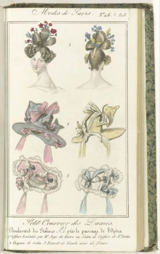 Petit Courrier des Dames, 10 December 1827, No. 45 / 518: 1. Hairstyle Executed by Mr. Angé...